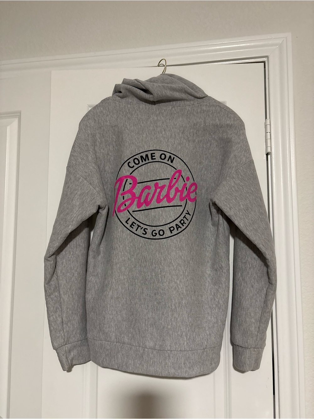 Barbie Gray Hoodie with Hot Pink Logo